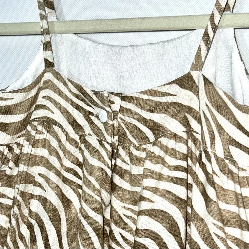 Cactus + Pearl Neutral Zebra‎ Print Sleeveless Tiered Dress 5